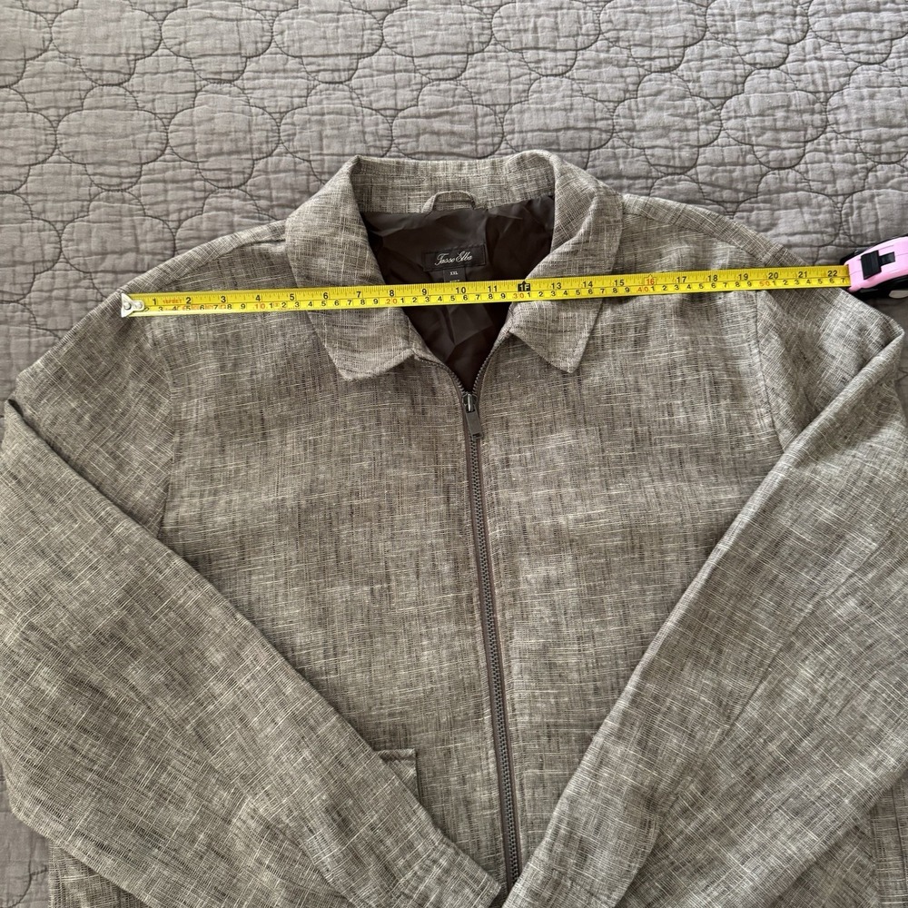 Men's Tasso Elba Brown Linen Cotton Blend Full Zip Size XXL Jacket - Picture 8 of 15